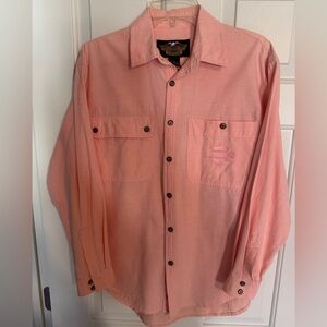 Harley-Davidson Salmon Button Down Shirt; Med; Unisex; Great Condition! 🧡🖤